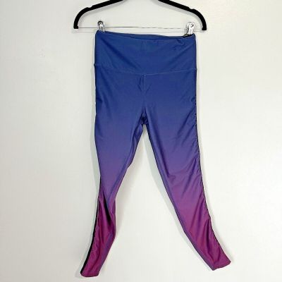 BCBG Maxazria Purple/Magenta Velvet Strip Workout Leggings Women's Size Small